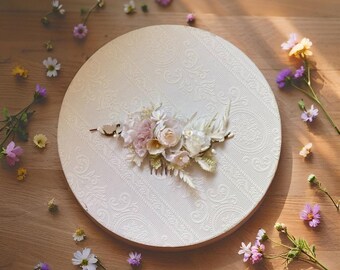 Romantic Bridal Hair Comb with Preserved Flowers and White Roses for Fairytale Wedding Floral Bridal Accessory Bridal Hair Clip Vintage