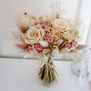 Wedding Flower Arrangement Preserved Bouquet Bridal Pink Rose Design Rustic Style Boho Decor Wedding Centerpiece Custom Gift Forever Flowers