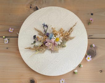 Meadow hair combs with Wildflowers Countryside Style Floral Hair Comb Romantic Personalized Bridal Gift dried flower rustic hair bridal comb