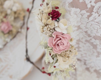Flower wreath, bridal wreath, romantic floral decoration, hair wreath, bridal flowers, wedding accessories, wedding, bridal bouquet, garden wedding, headband