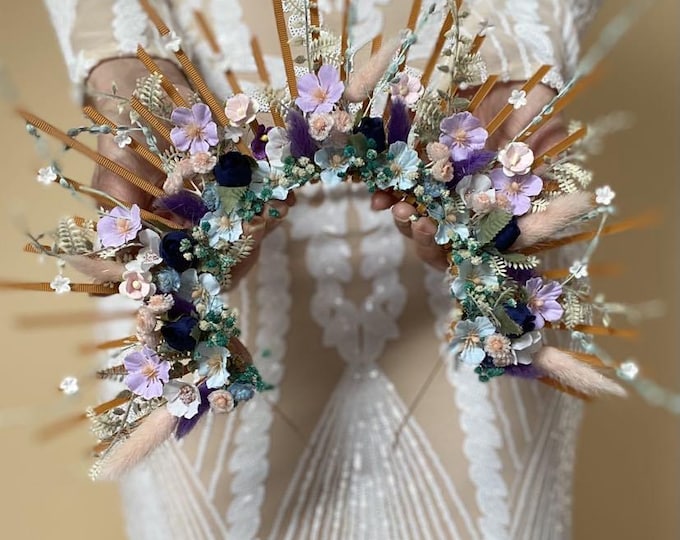 Halo headpiece, bridal wreath, romantic floral decoration, hair wreath, bridal flowers, wedding accessories, wedding, garden wedding, colorful flowers