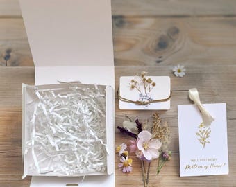 I couldn't Tie the Knot Without You, Bridesmaid Gift Set, Bridesmaid Proposal Box, Knot bracelet Hairpin bridal party,Bridesmaid Bracelet,