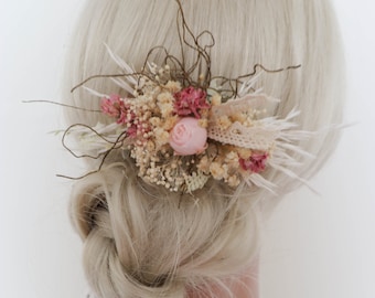 Wedding Hair Clip Flower Pin Bridal Set Bridesmaid Gift Pearl Clip Ivory Piece Rose Accessory Pink Clip Preserved Flower Wedding Clip Set
