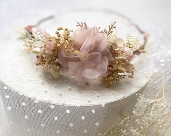 Flower wreath in pink for bride, bridal wreath, floral decoration, hair wreath, bridal flowers, wedding accessories, wedding flowers, wedding headband