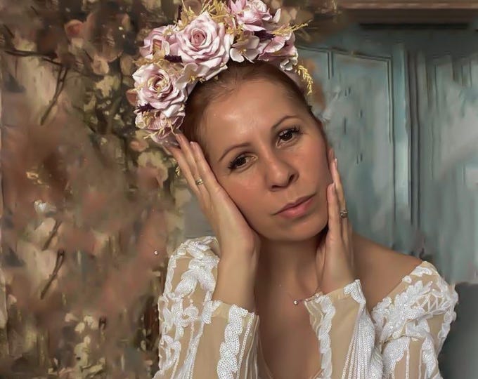 Frida Kahlo Floral Headband Floral Pastel Wedding Hair Accessory Brides Wreath Bridesmaids Gifts Bridal Flowers Accessories
