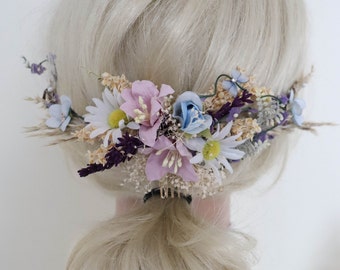 Flower vine, bridal vine, romantic floral decoration, hair comb, lavender, meadow flowers, dried flower decoration, wildflowers, boho wedding accessories