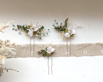 Wedding Hair Accessory Bridal Clip Collection Pearl Accent Design Preserved Botanical Elements Wedding Day Beautiful Bridesmaid Gift Set