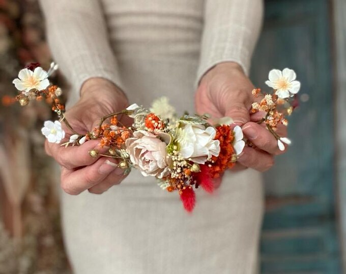 Autumn Floral QuarterWreath Elegant Wedding Hair Accessory Bridal Beauty Wedding Flower Decor Bridal Wreath Boho wedding Rustic hair flowers