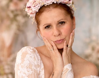 Bridal Floral Headband Floral Pastel Wedding Hair Accessory Brides Wreath Bridesmaids Gifts Bridal Flowers Accessories Boho Bridal Wedding