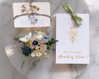Greenery Matron of Honor Gift Box with Hairpin Knot Bracelet & 'Will You Be My Matron of Honor?' CardGreenery hair accessory Bridesmaid gift