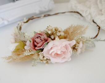 Flower wreath, bridal wreath, romantic floral decoration, hair wreath, bridal flowers, wedding accessories, wedding, bridal bouquet, garden wedding, headband