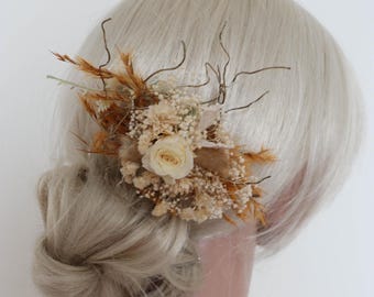 Elegant Bridal Hair Pin - Long-Lasting Natural Floral Design with Preserved Roses, Ideal for Brides