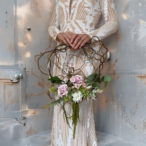 Preserved Flower Bouquet for Wedding Pink Roses Baby Breath Bridal Arrangement Boho Style Rustic Decor Wedding Centerpiece Bridal Gift Set