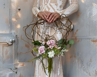 Preserved Flower Bouquet for Wedding Pink Roses Baby Breath Bridal Arrangement Boho Style Rustic Decor Wedding Centerpiece Bridal Gift Set