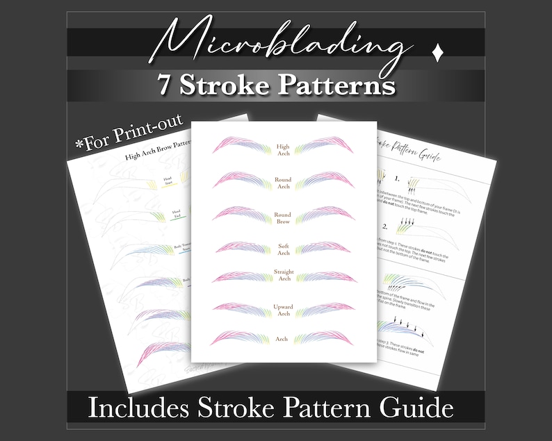 Stroke Patterns for Microblading, Practice Different Brow Shapes for ...