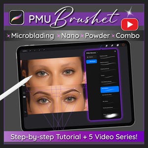 Zestaw pędzli Procreate PMU do mikrobladingu, nanobladingu, cieniowania i mapowania | Narzędzie do ćwiczeń i nauki