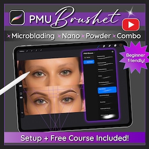 Procreate PMU-borstelset voor microblading, nano, arcering en mapping | Oefen- en leshulpmiddel