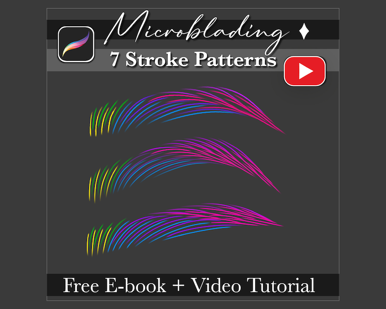 Stroke Patterns for Microblading Using Procreate, Practice Different ...