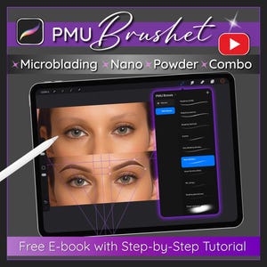 Procreate Brush-Set Microblading training tools for beginner and advanced permanent makeup artists, pmu practice