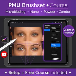 Conjunto de pinceles Procreate PMU para microblading, nano, sombreado y mapeo / Herramienta de práctica y enseñanza