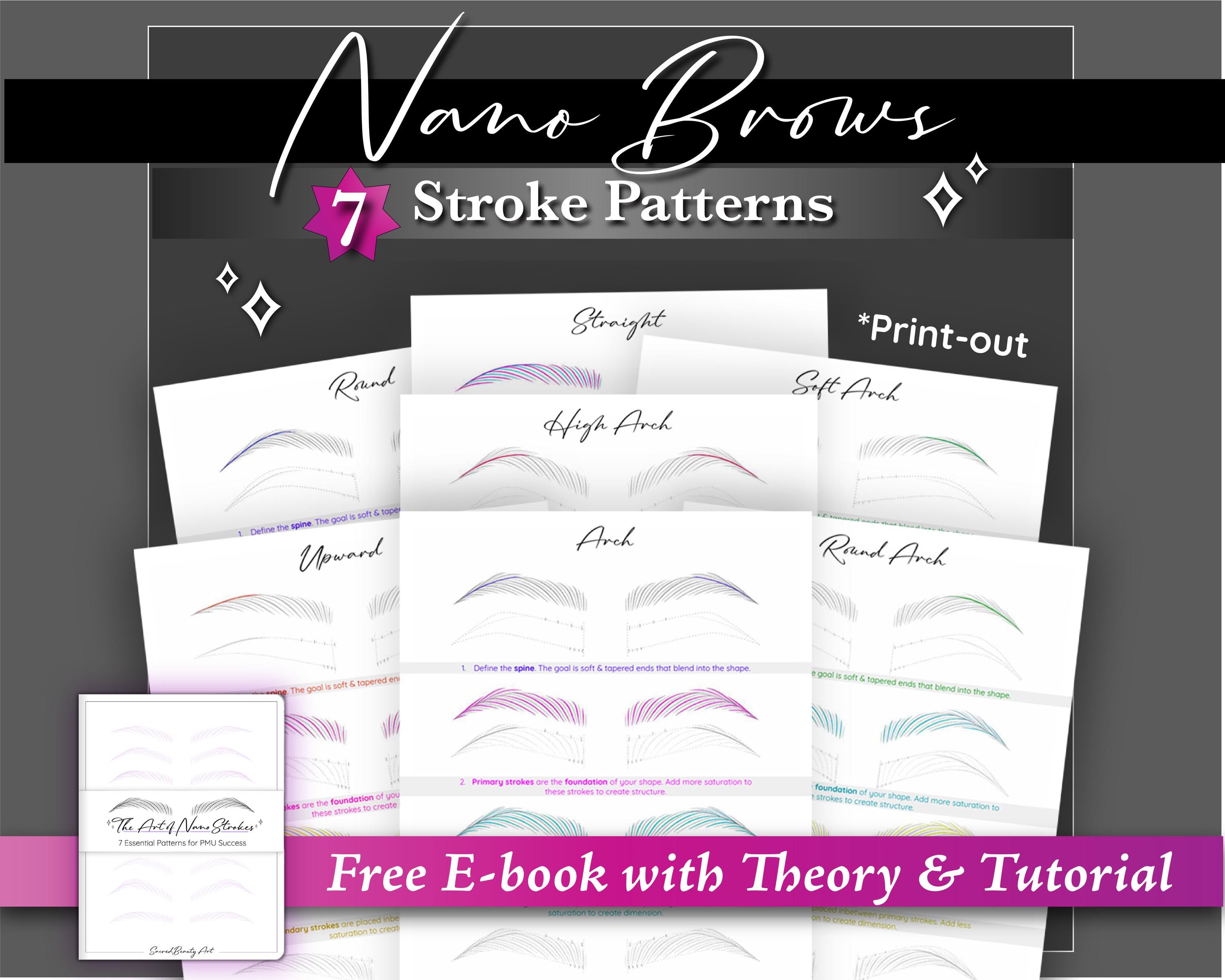 Nano Brow Stroke Patterns: PMU Practice Guide With E-book (PDF Print ...