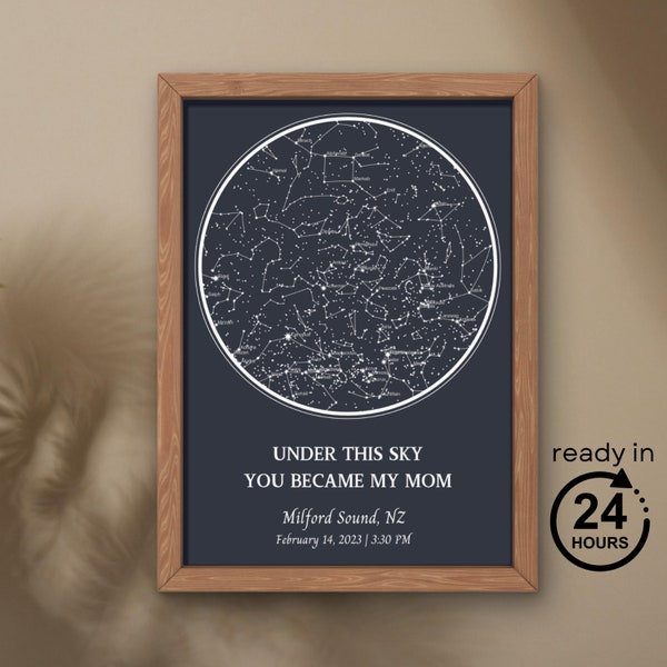 Custom Mom Star Map Print, 2 3 4 Star Map for Mothers, Custom Star Map Gift from Children, Sky Print Family Gift, Constellation Chart