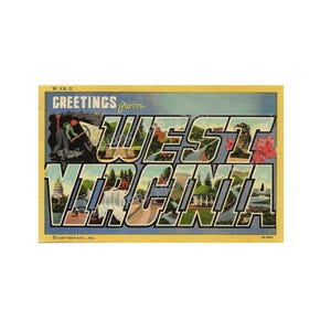 WEST VIRGINIA GREETINGS From - Vintage Curt Teich Linen Postcard ...