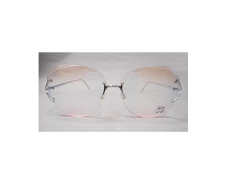 Vintage Multi Facets Frameless Eyeglasses - Gemini - Silver tone metal - Made in France - New Old Stock