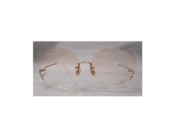 Vintage ATRIO Frameless Eyeglasses - Round lenses - gold tone metal - Made in Germany - New Old Stock