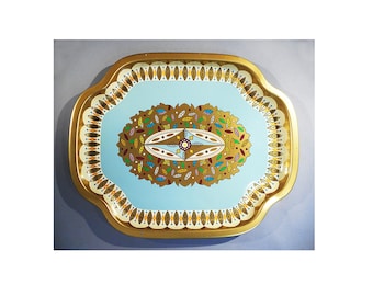 Vintage BARET WARE Tin Serving Tray 236 LEAVES Art Deco Pattern Made in England -Nice Condition
