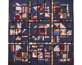 Large Art Quilt, Fabric Wall Hanging, Fiber Art, Upcycled Patchwork from Traditional Blocks, Life is Like a Box of Chocolate