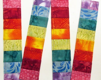 Quilted Fabric Bookmark Rainbow Stripes