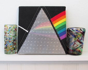 Prism Rainbow Art Quilt, Fabric Wall Hanging, Fiber Art