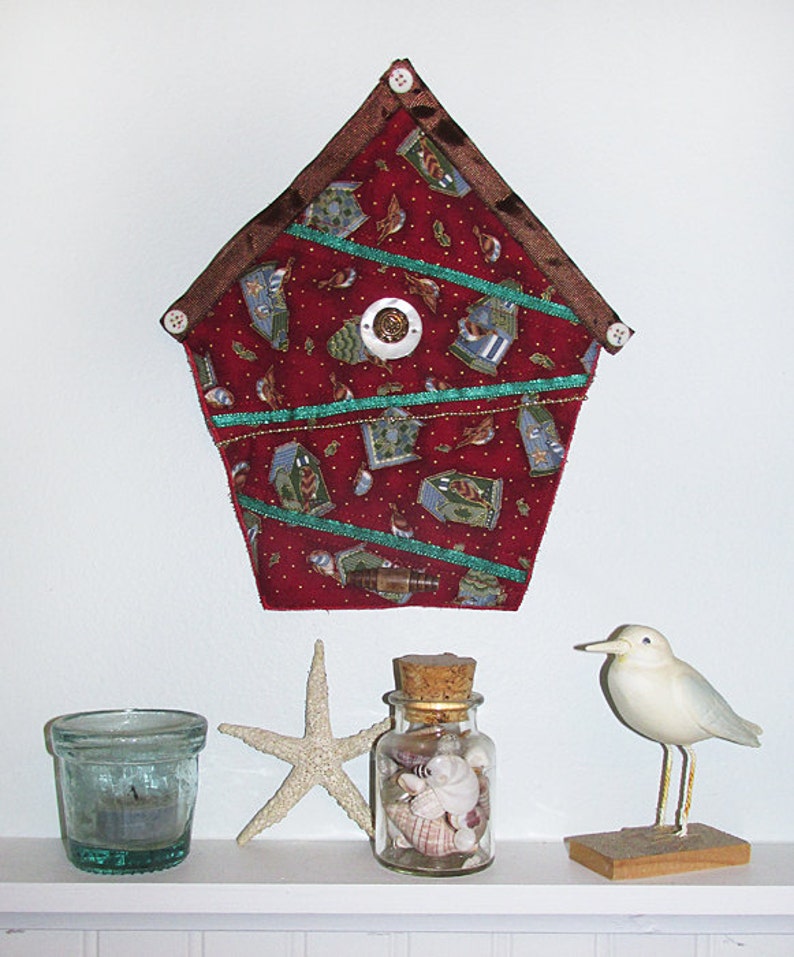 Small Art Quilt, Wall Hanging, Fabric Birdhouse, Red Birdhouses Etsy