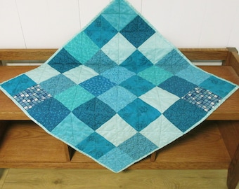 Teal Baby Quilt, Aqua Nursery Bedding, Turquoise Handmade Toddler Blanket, Shower Gift