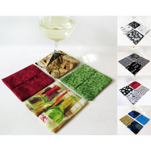 Wine Glass Coasters - Set of 4 - Different Theme Options Available