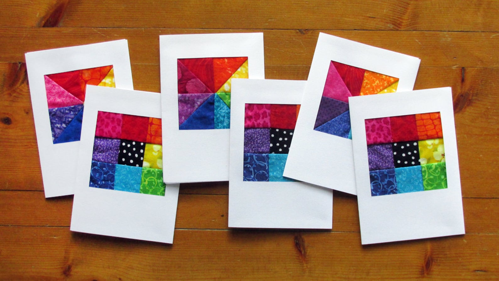 Rainbow Fabric Note Cards, Handmade Quilt Design, Set of 6 - Etsy