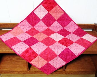 Pink Baby Quilt, Fuchsia Nursery Bedding, Raspberry Handmade Toddler Blanket, Shower Gift, Lap Quilt