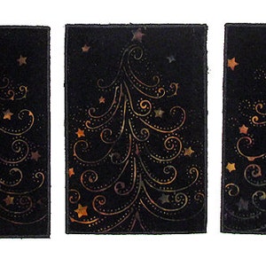 Quilted Postcard, Fabric Postcard, Mini Art Quilt, Batik Christmas Tree image 3