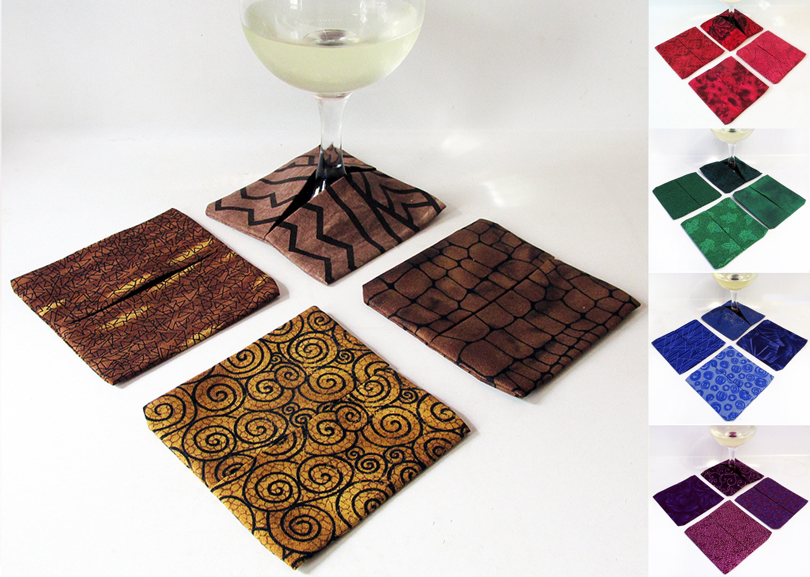 Wine Glass Coasters Set of 4 Different Color Options Etsy
