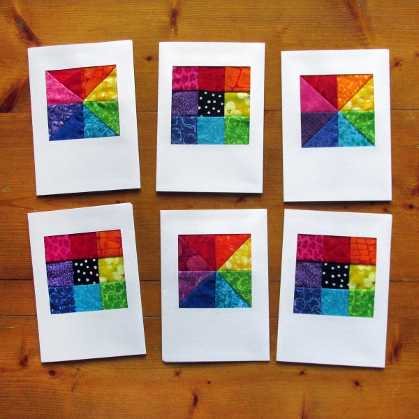 Rainbow Note Cards, Fabric Blank Cards, Stationary, Any Occasion Cards, Greeting Cards, Quilt Cards