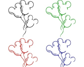 Mickey Mouse Balloon SVG Bundle: Birthday Clipart (Digital Download)