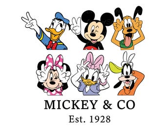 Disney Mickey Mouse And Friends, Disney Vector Design, Vector File, Mickey & Co Png, Est. 1928 Svg, Disney Family Vector, Disney Vacation