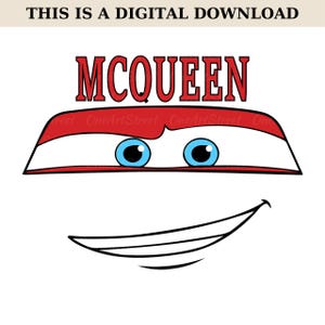 Lightning McQueen Face SVG PNG: Cars Costume (Digital Download)