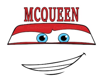 Blixten McQueen ansikte SVG PNG: Bilar-dräkt (digital nedladdning)