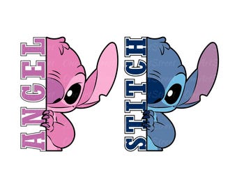 Stitch and Angel SVG Bundle, Cartoon Cut Files (Digital Download)