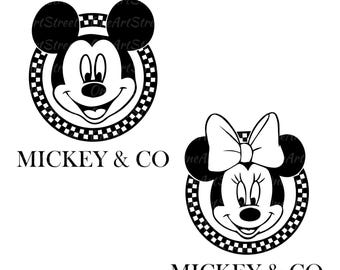 Mickey and Minnie Mouse Retro SVG: Ears Head Cut Files (Digital Download)