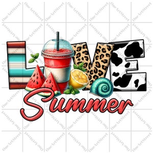 Love Summer PNG: Watermelon Drink Sublimation Design (Digital Download)
