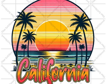 California Retro Design PNG: Beach Summer Holiday Sublimation