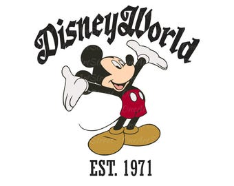 Disney World 1971 Text SVG PNG, Digital Mickey Mouse with Disney World Print